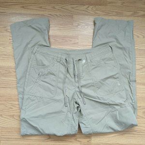 The North Face Womens Khaki Flat Front Drawstring Pockets Pants Size 12 Long